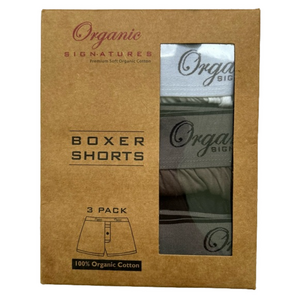 Organic Signatures Boxer Shorts Size XXL Black Grey White Cotton 3 Pack NEW